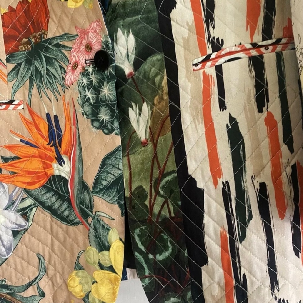 Vilagallo Patchwork Quilted Blazer Jacket Coat Si… - image 5